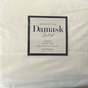 Macy’s Charter Club Damask Solid 550 Thread Count 100% Cotton Queen Sheet Set